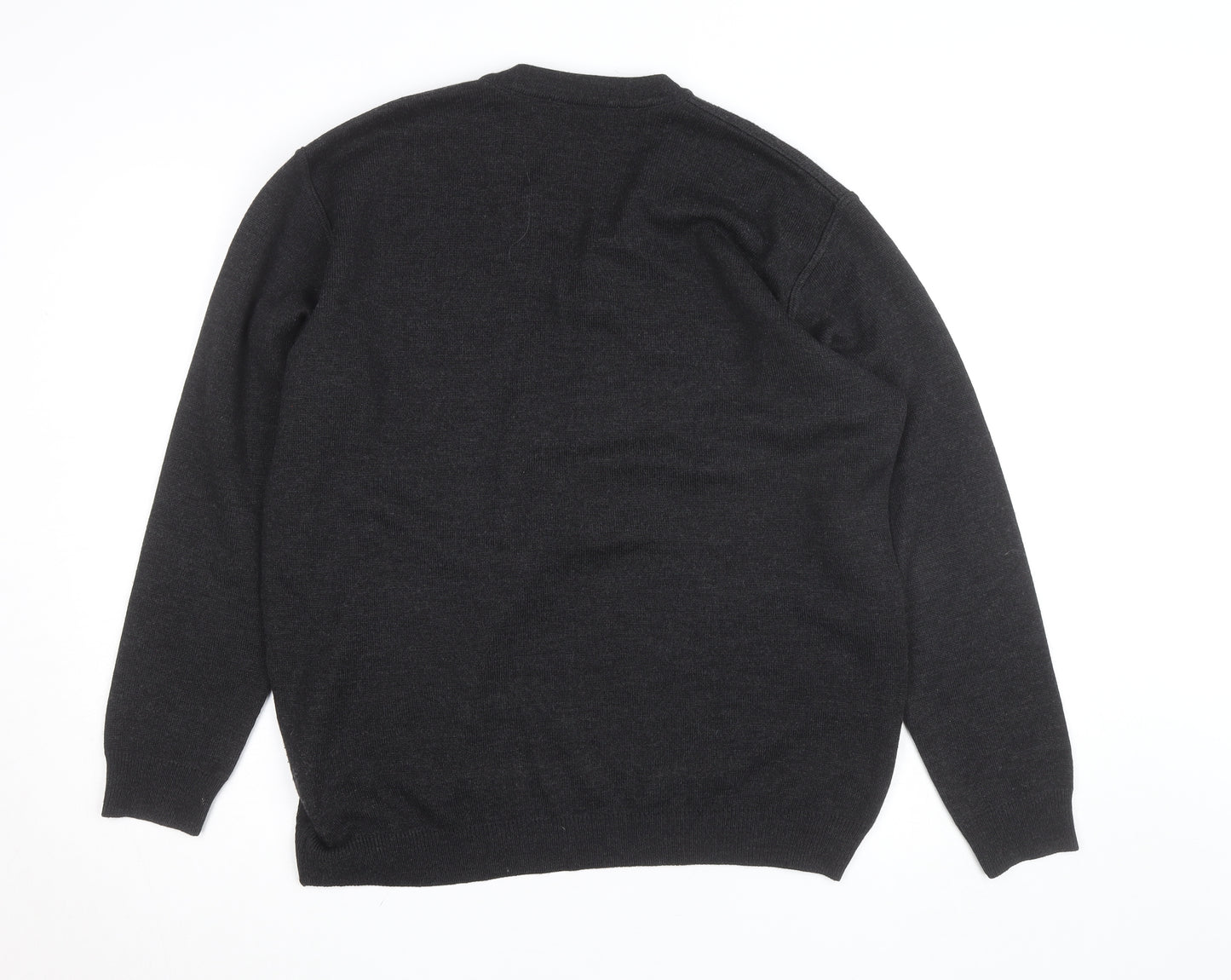 Gilt Edge Men's Black Wool Blend V-Neck Jumper Size L
