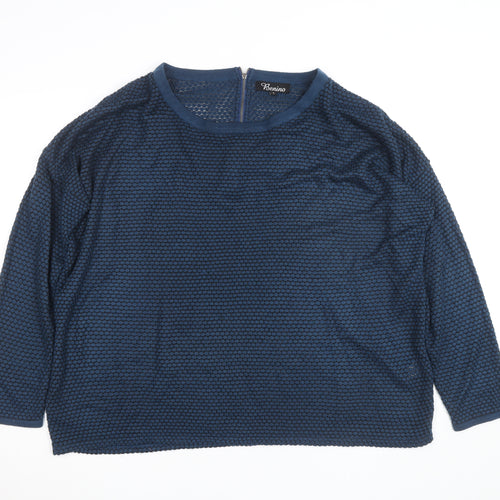 Benino Men's Blue Knit Pullover Jumper Size S with Back Zip