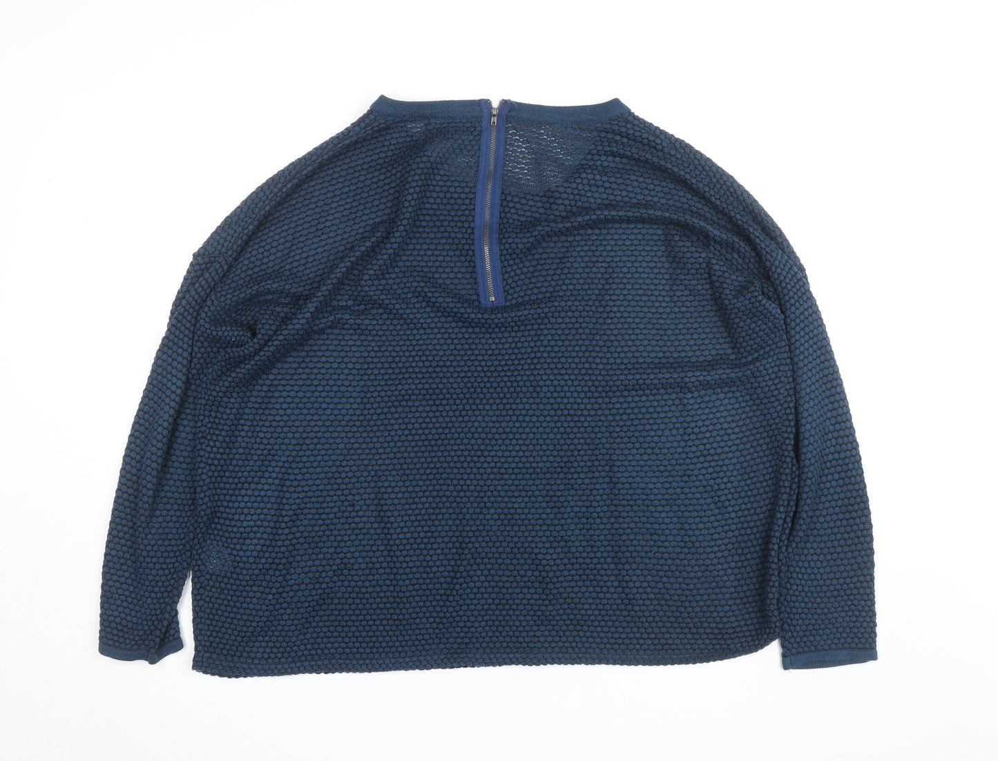 Benino Men's Blue Knit Pullover Jumper Size S with Back Zip