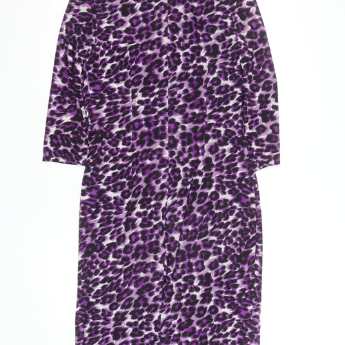 After Six Women’s Purple Leopard Print Ruched Bodycon Dress Size 12