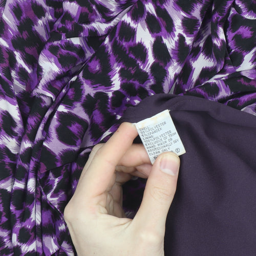 After Six Women’s Purple Leopard Print Ruched Bodycon Dress Size 12