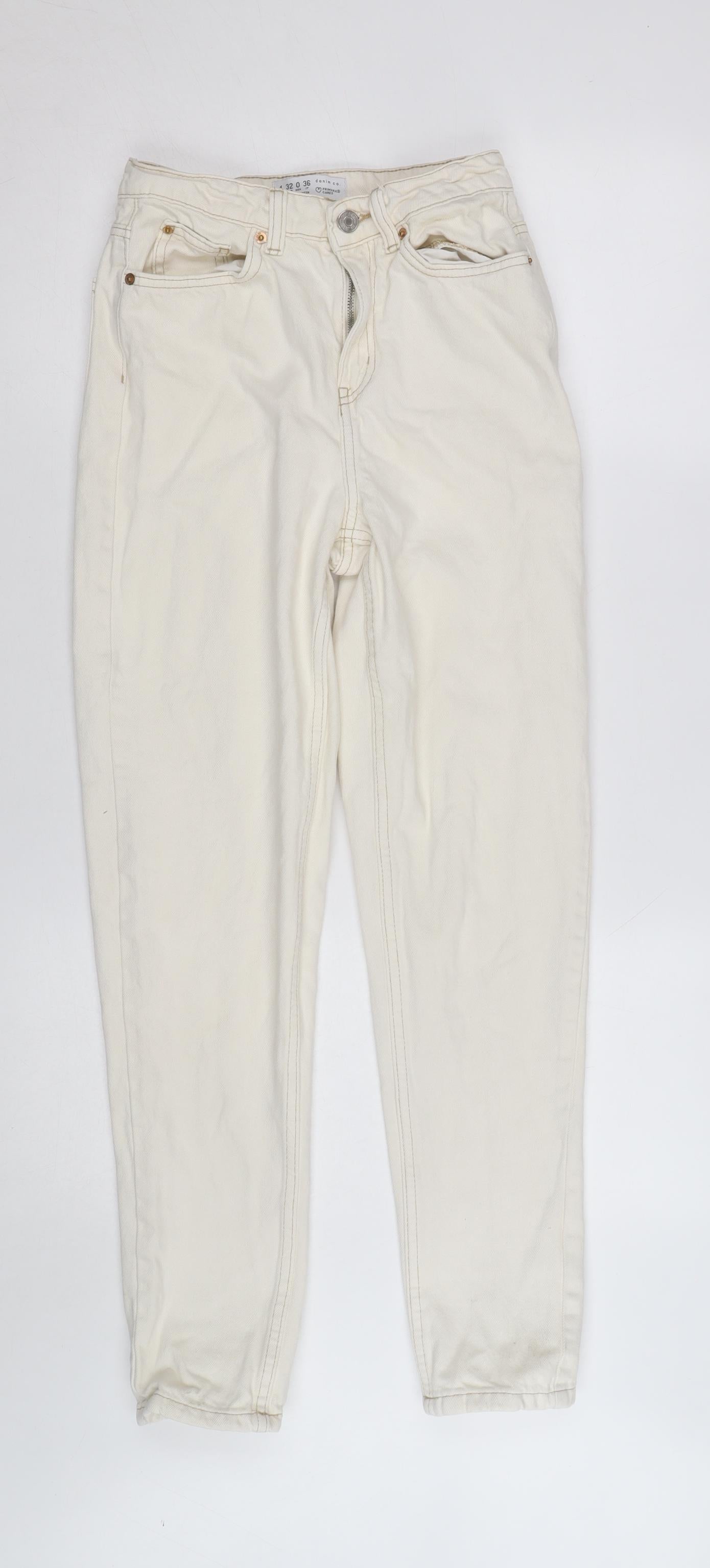 Denim Co. Women's Ivory High Rise Mom Jeans Size 10