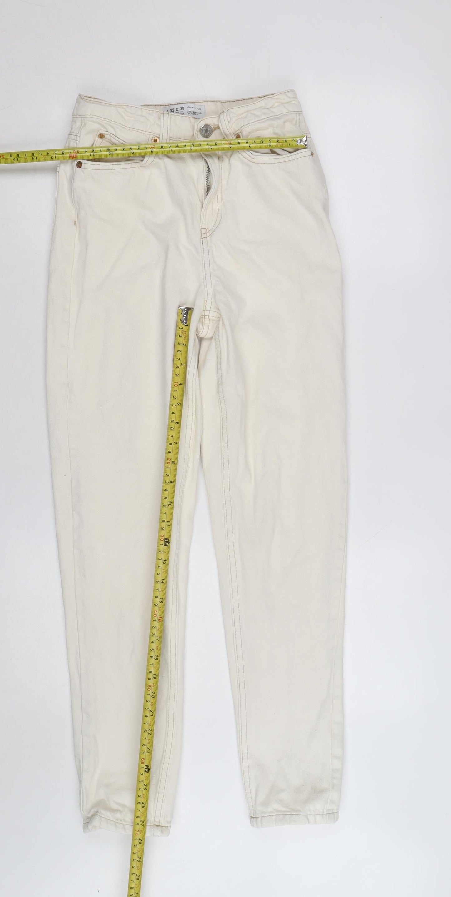 Denim Co. Women's Ivory High Rise Mom Jeans Size 10