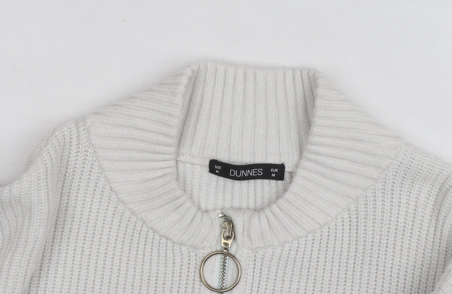 Dunnes Women’s White Striped Mock Neck Half Zip Jumper Size 12
