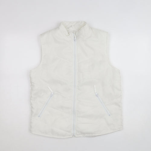 YS Womens White Puffer Sleeveless Waistcoat S Polyester Zip Vest