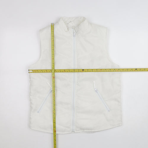 YS Womens White Puffer Sleeveless Waistcoat S Polyester Zip Vest