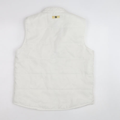 YS Womens White Puffer Sleeveless Waistcoat S Polyester Zip Vest
