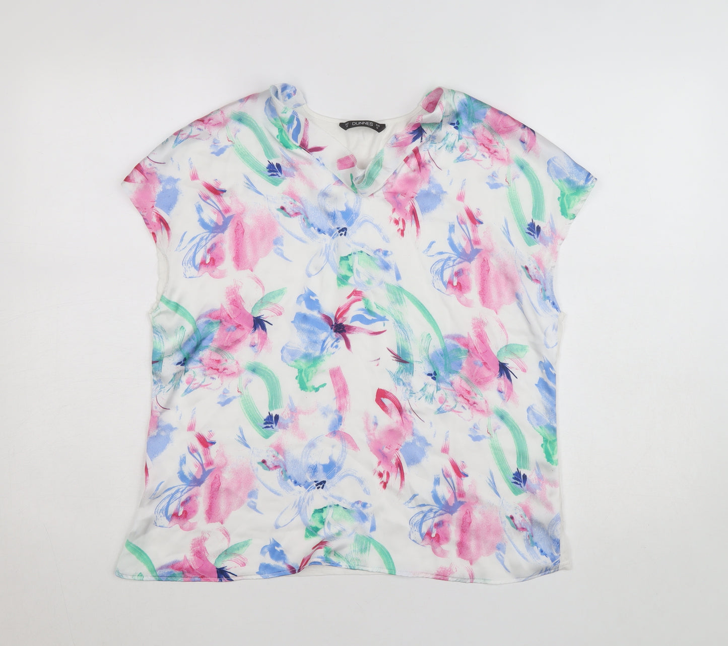 Dunnes Women’s Multicoloured Floral Short Sleeve Blouse - Size M