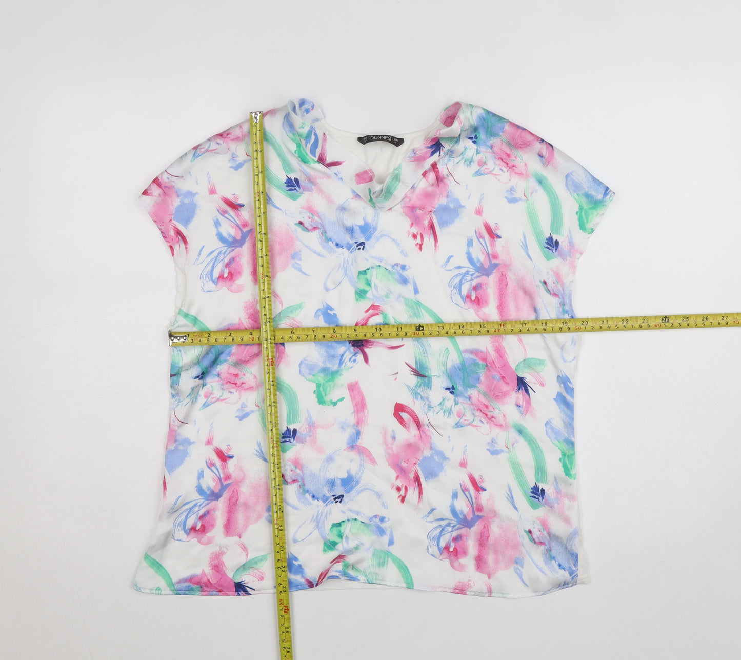 Dunnes Women’s Multicoloured Floral Short Sleeve Blouse - Size M