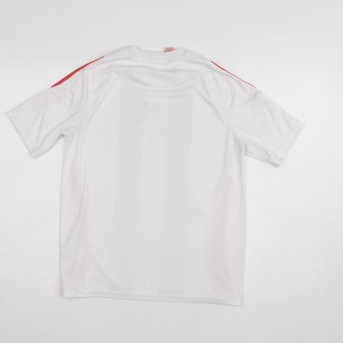 Adidas Boys White Striped Football Jersey T-Shirt 13-14 Years AEROREADY