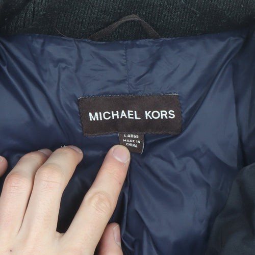 Michael Kors Mens Black Parka Jacket L Regular Polyester Winter Coat