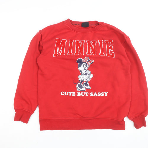 Primark Disney Girls Red Minnie Mouse Sweatshirt 10-11 Years Pullover