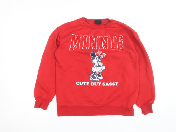 Primark Disney Girls Red Minnie Mouse Sweatshirt 10-11 Years Pullover