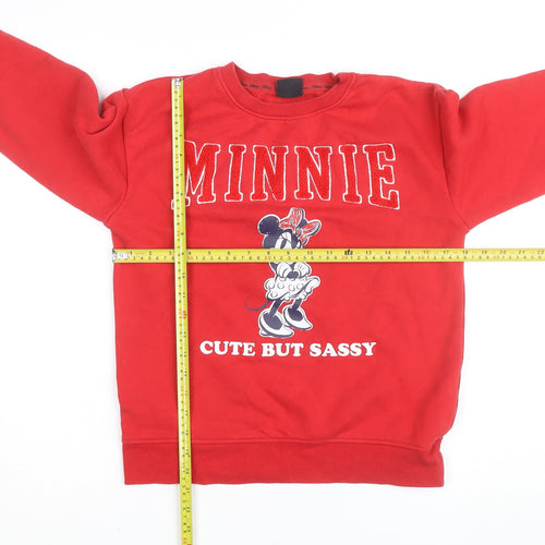 Primark Disney Girls Red Minnie Mouse Sweatshirt 10-11 Years Pullover