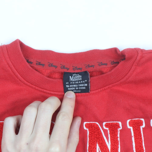 Primark Disney Girls Red Minnie Mouse Sweatshirt 10-11 Years Pullover