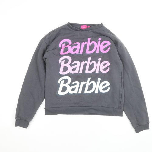 Barbie Girls Black Graphic Pullover Sweatshirt 13-14 Years Cotton Blend