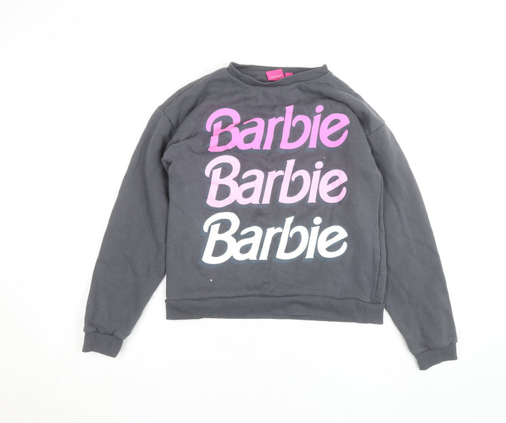 Barbie Girls Black Graphic Pullover Sweatshirt 13-14 Years Cotton Blend