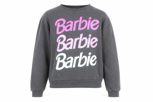 Front view of Barbie girls’ black graphic pullover sweatshirt 13-14 years cotton blend