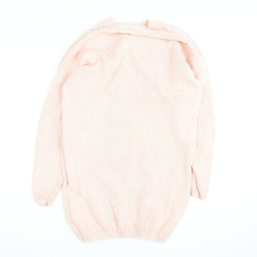 Dash Women's Pink V-Neck Cable Knit Long Sleeve Jumper Size 10