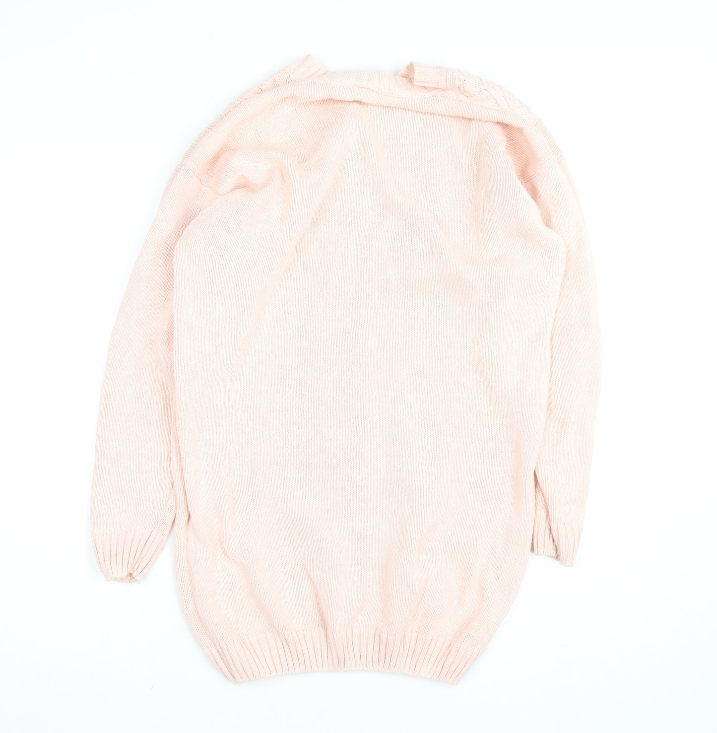 Dash Women's Pink V-Neck Cable Knit Long Sleeve Jumper Size 10