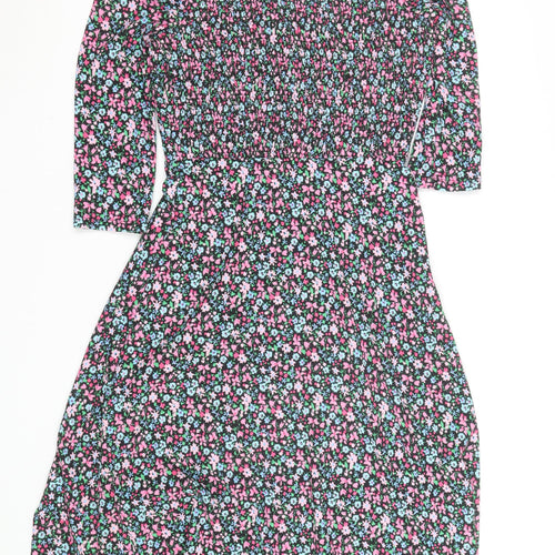 Savida Women Multicoloured Floral Smocked A-Line Dress Size 10