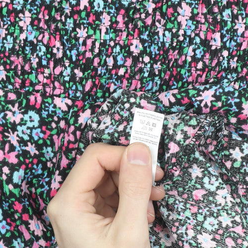 Savida Women Multicoloured Floral Smocked A-Line Dress Size 10