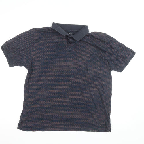 Dunnes Stores Men's Blue Polka Dot Collared Cotton T-Shirt L