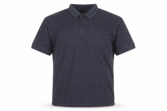 Front view of Dunnes Men's Blue Polka Dot Collared Cotton T-Shirt L