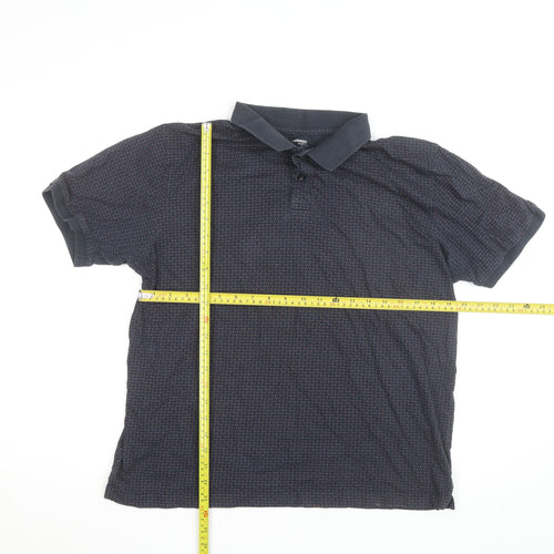 Dunnes Stores Men's Blue Polka Dot Collared Cotton T-Shirt L