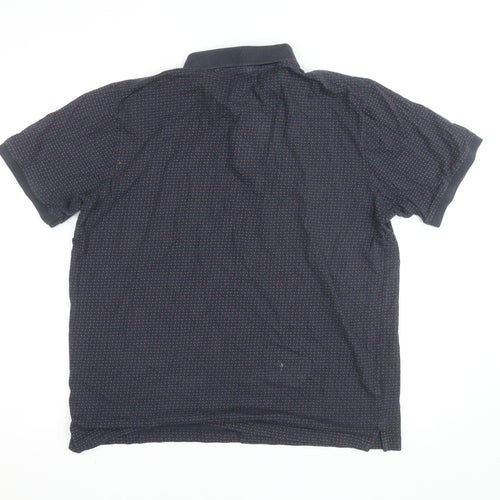 Dunnes Stores Men's Blue Polka Dot Collared Cotton T-Shirt L
