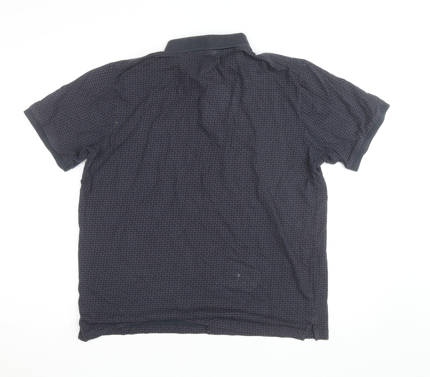 Dunnes Stores Men's Blue Polka Dot Collared Cotton T-Shirt L