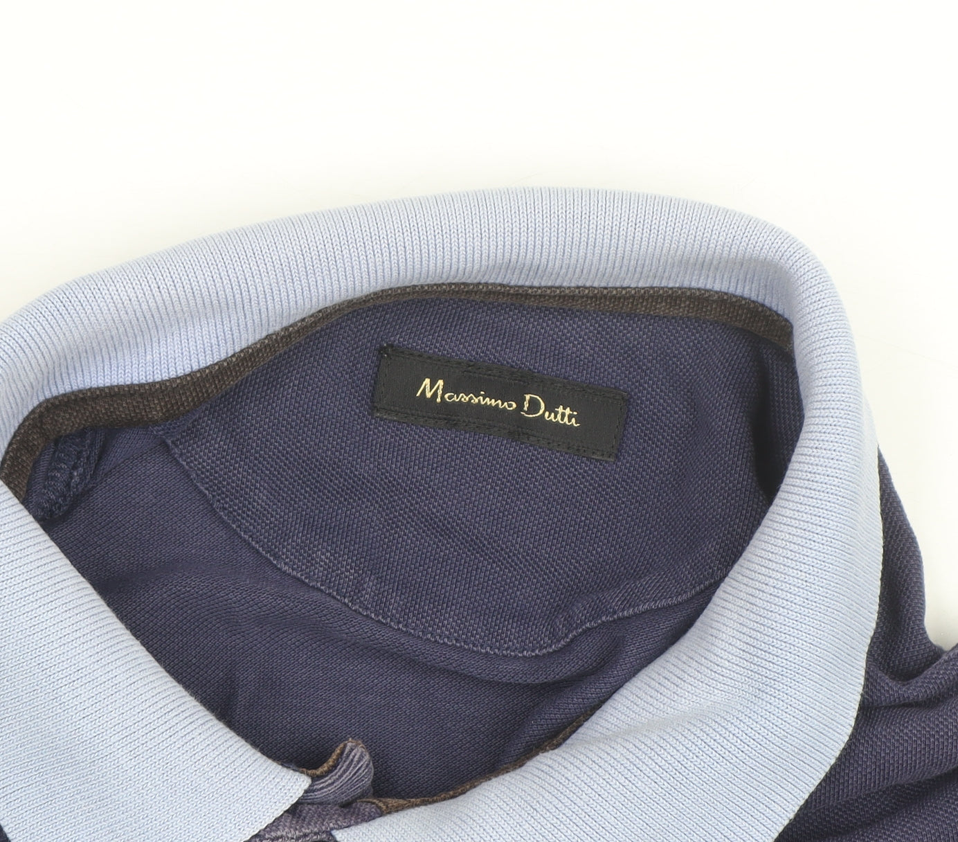 Massimo Dutti Men's Blue Polo Shirt Medium Cotton Short Sleeve