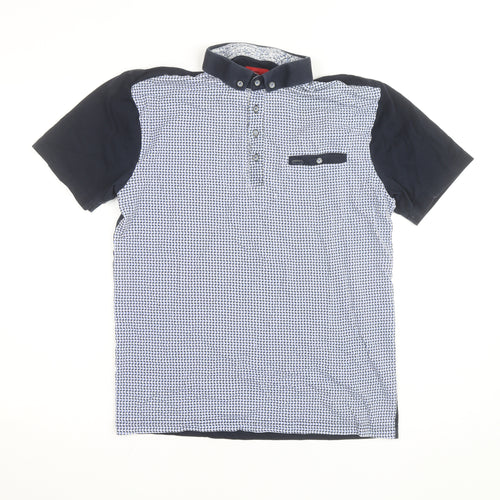 Swade Men's Blue Short Sleeve Polo Shirt Size L Classic Fit