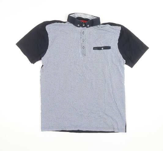 Swade Men's Blue Short Sleeve Polo Shirt Size L Classic Fit