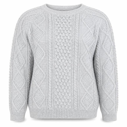 GAP Women Grey Cable-Knit Cotton Blend Crew Neck Jumper L