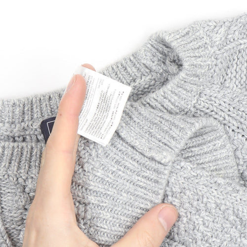 GAP Women Grey Cable-Knit Cotton Blend Crew Neck Jumper L