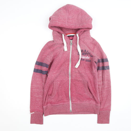 Superdry Men's Pink Full Zip Hoodie Size S Regular Fit Track & Field