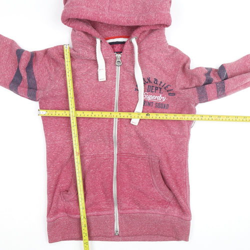 Superdry Men's Pink Full Zip Hoodie Size S Regular Fit Track & Field