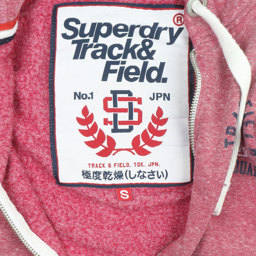 Superdry Men's Pink Full Zip Hoodie Size S Regular Fit Track & Field