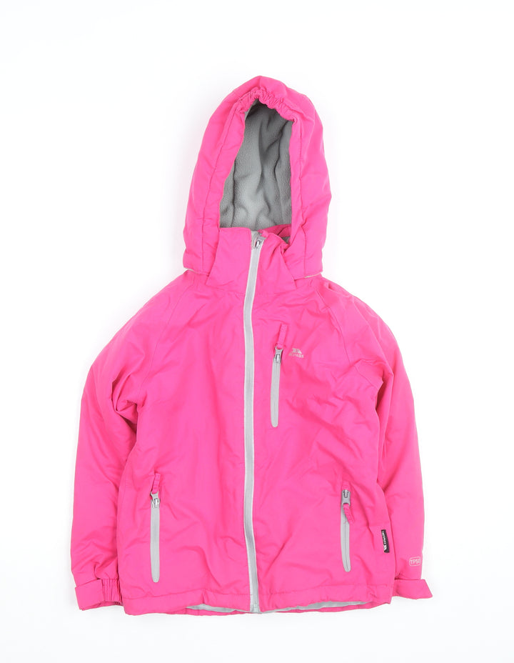 Trespass Girls Pink Waterproof Hooded Rain Coat Jacket 5-6 Years