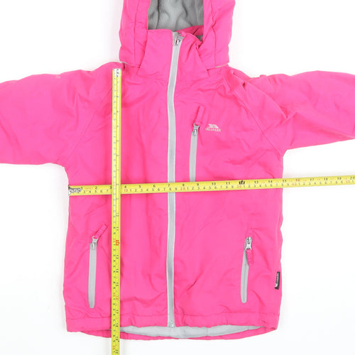 Trespass Girls Pink Waterproof Hooded Rain Coat Jacket 5-6 Years