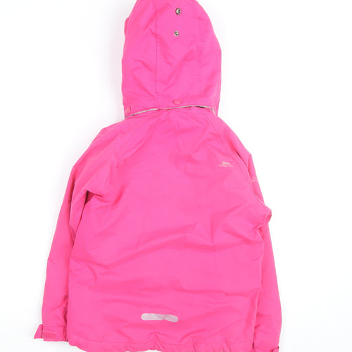 Trespass Girls Pink Waterproof Hooded Rain Coat Jacket 5-6 Years
