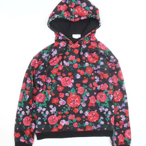 Savida Womens Black Floral Pullover Hoodie XS