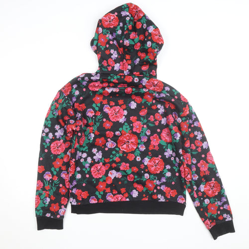Savida Womens Black Floral Pullover Hoodie XS