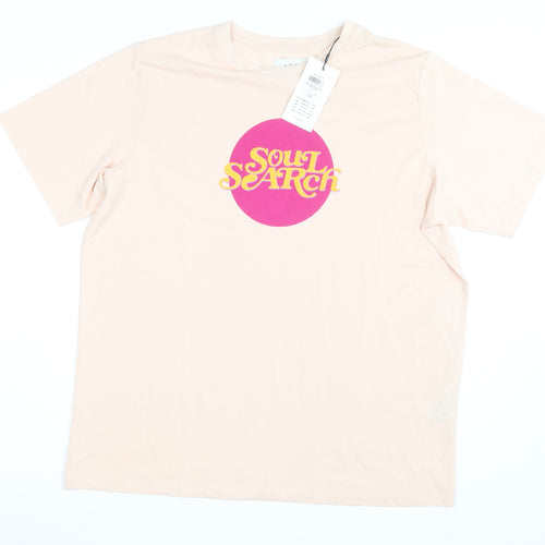 ADPT Women’s Beige Soul Search Retro Print T-Shirt Size L