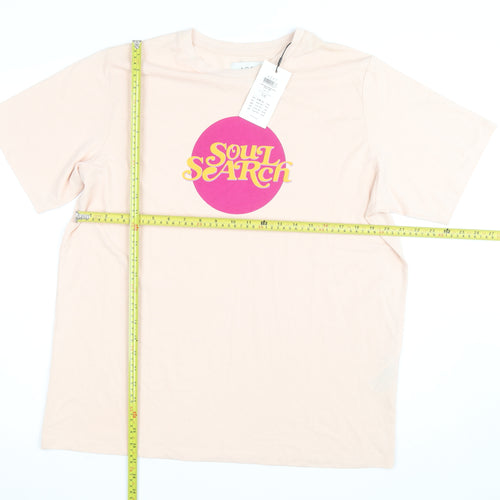 ADPT Women’s Beige Soul Search Retro Print T-Shirt Size L