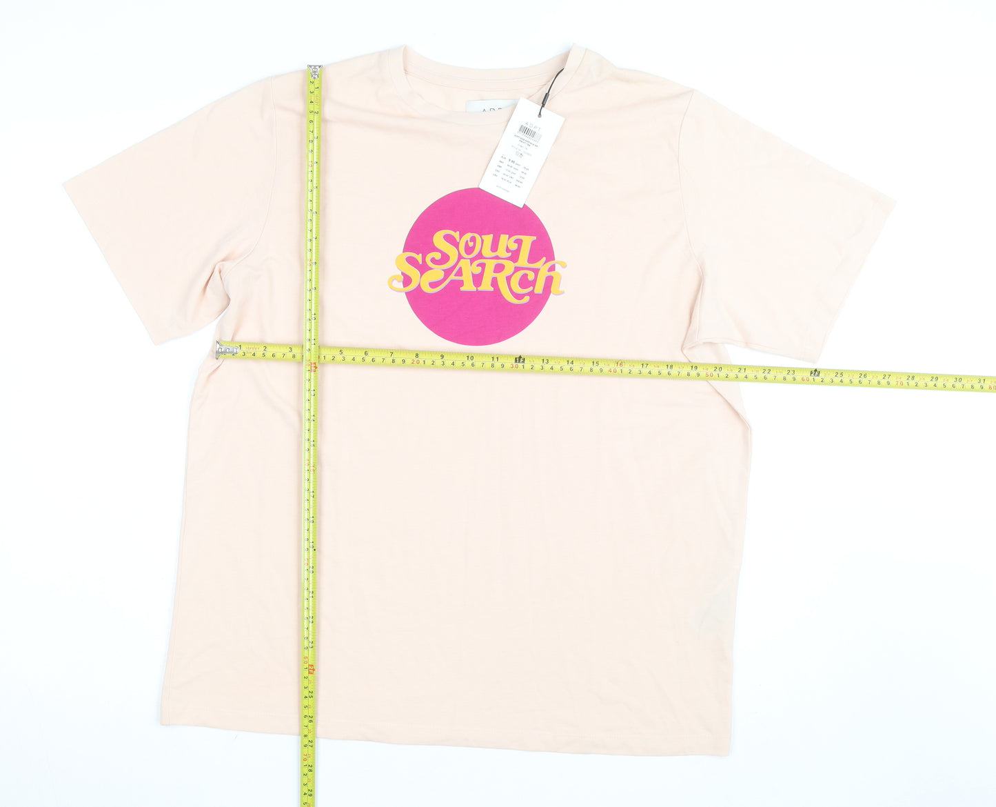ADPT Women’s Beige Soul Search Retro Print T-Shirt Size L