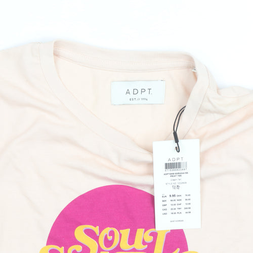 ADPT Women’s Beige Soul Search Retro Print T-Shirt Size L
