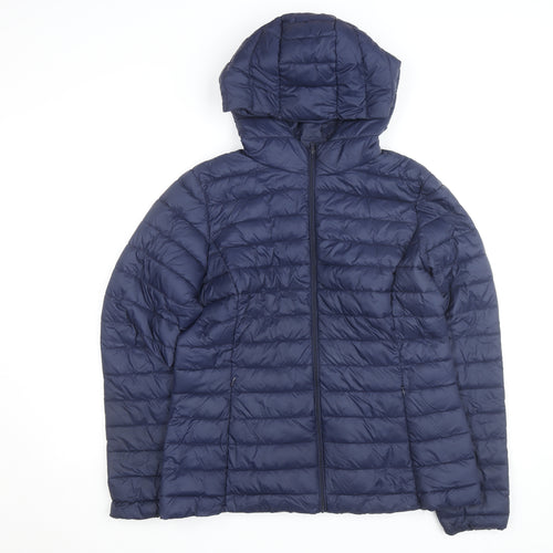 Dunnes Stores Womens Blue Hooded Lightweight Puffer Jacket Size 12