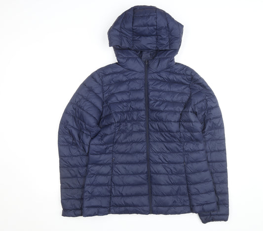 Dunnes Stores Womens Blue Hooded Lightweight Puffer Jacket Size 12